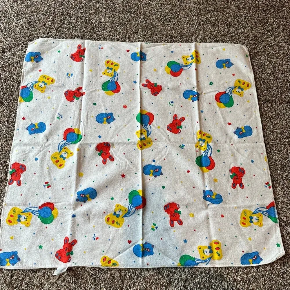 Vintage Riegel Baby Blanket Red Blue Yellow Green primary color 100% Cotton